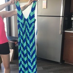 Sea Foam Green and Blue Jcrew maxi dress